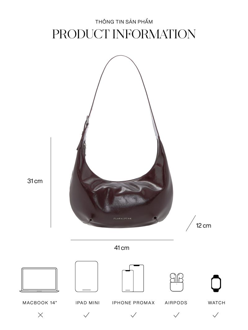 Mô tả Túi Xách Floralpunk Brooklyn Slouchy Bag - Plum - 3