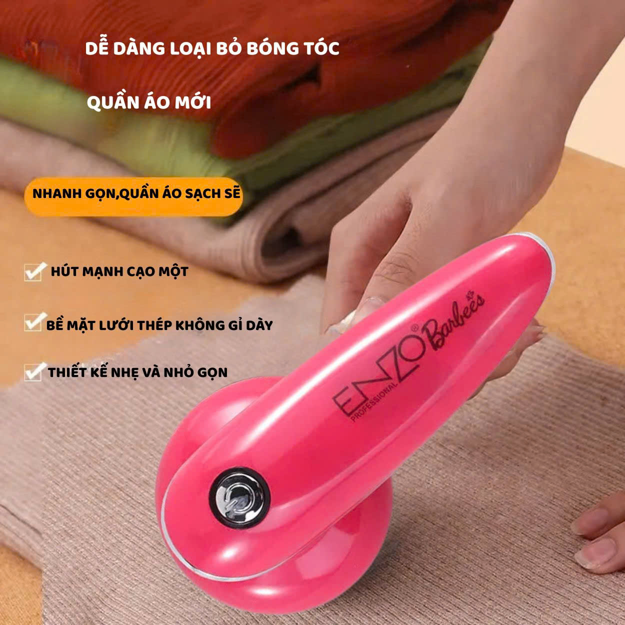 Mô tả Máy cắt lông xù quần áo ENZO cầm tay,loại bỏ bụi bẩn ,lưỡi dao sắc bén,cắt sạch mọi loại lông xơ vải,an toàn tuyệt đối - 2