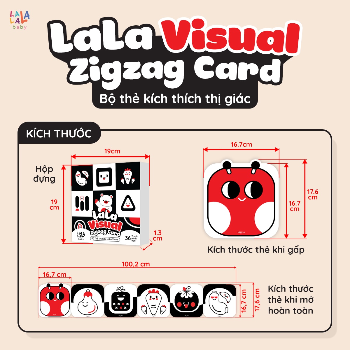 Mô tả Bộ Thẻ Gấp Ziczac Kích Thích Thị Giác Cho Bé Sơ Sinh Lala Visual - Lalala Baby - 3