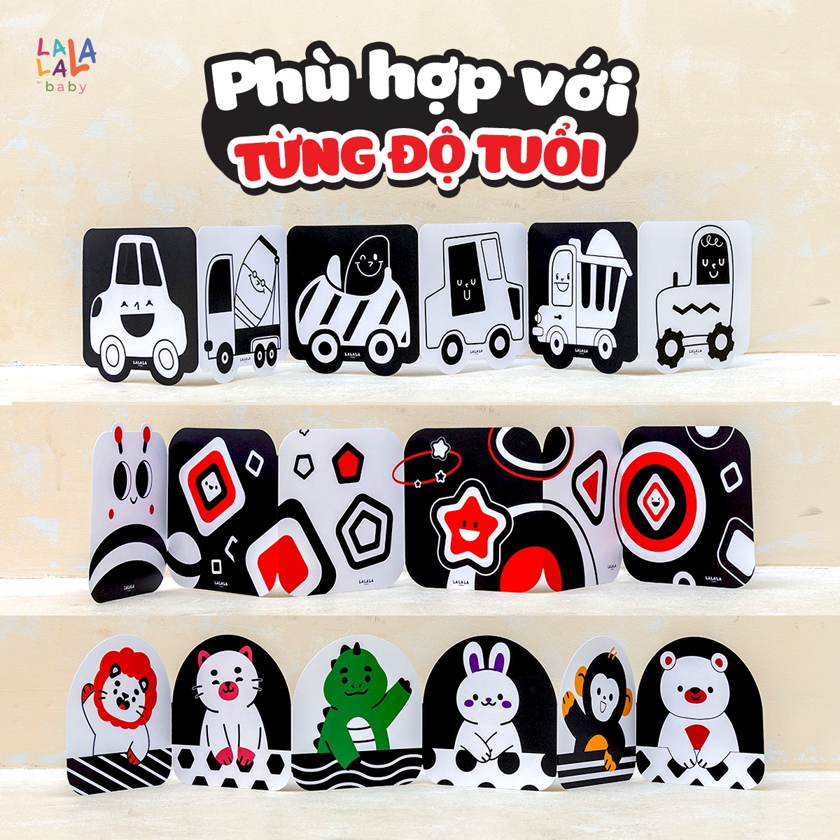 Mô tả Bộ Thẻ Gấp Ziczac Kích Thích Thị Giác Cho Bé Sơ Sinh Lala Visual - Lalala Baby - 4