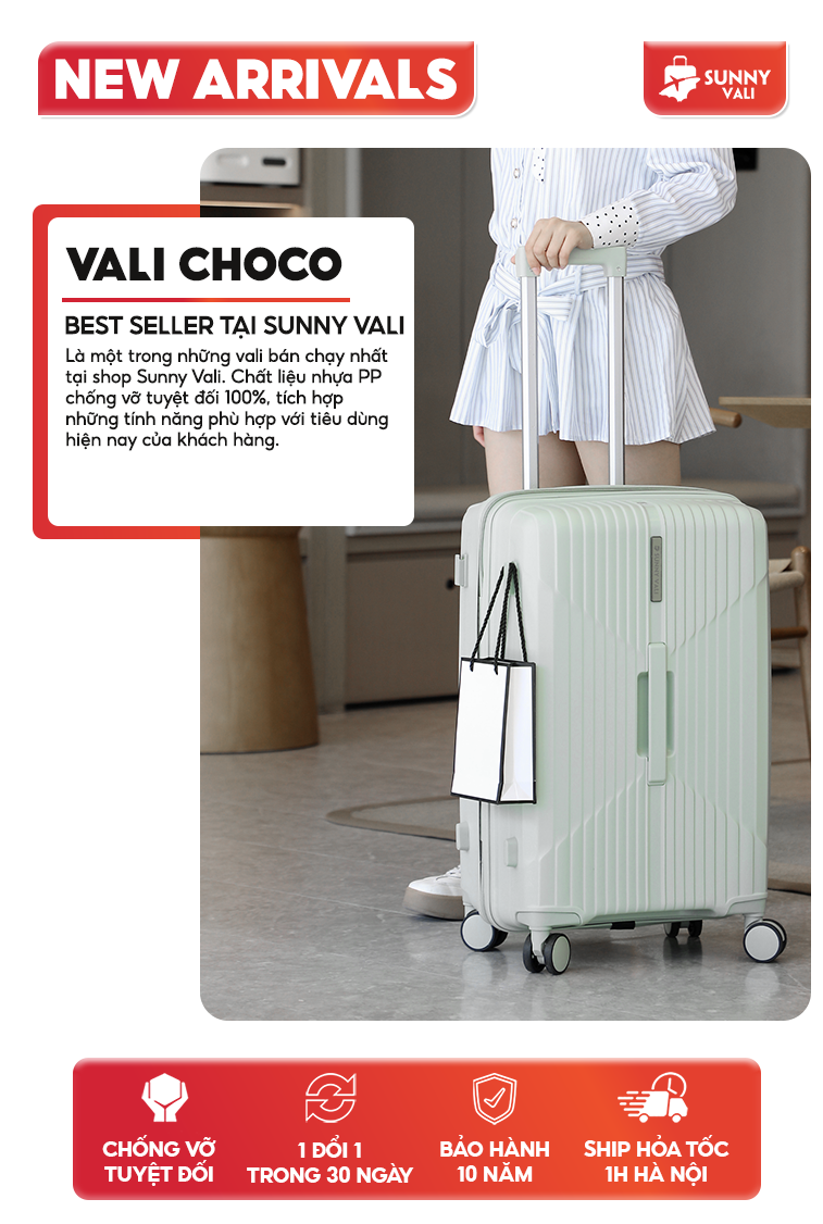 Mô tả Vali kéo du lịch thời trang SUNNY SV15/CHOCO tích hợp nhiều tính năng (size 20/24/28) - 1