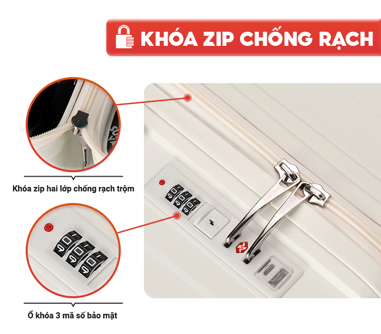 Mô tả Vali kéo du lịch thời trang SUNNY SV15/CHOCO tích hợp nhiều tính năng (size 20/24/28) - 8