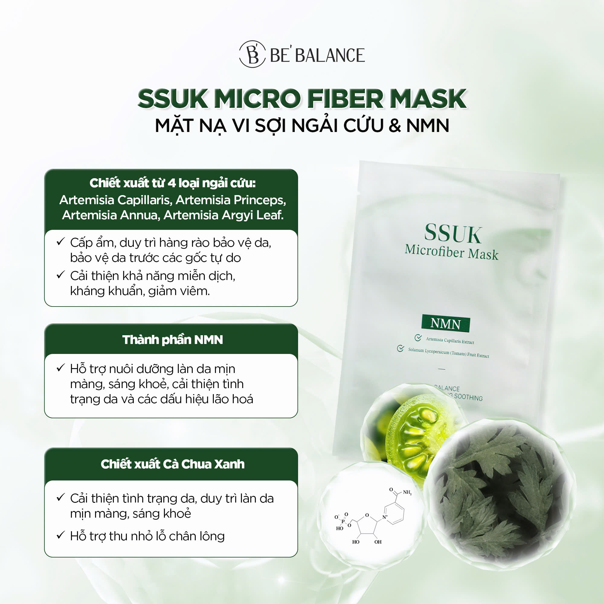 Mô tả Mặt Nạ Vải Vi Sợi Be'Balance MICRO FIBER MASK 3in1 giúp Làm Đẹp Da 10 Miếng/Hộp - 4