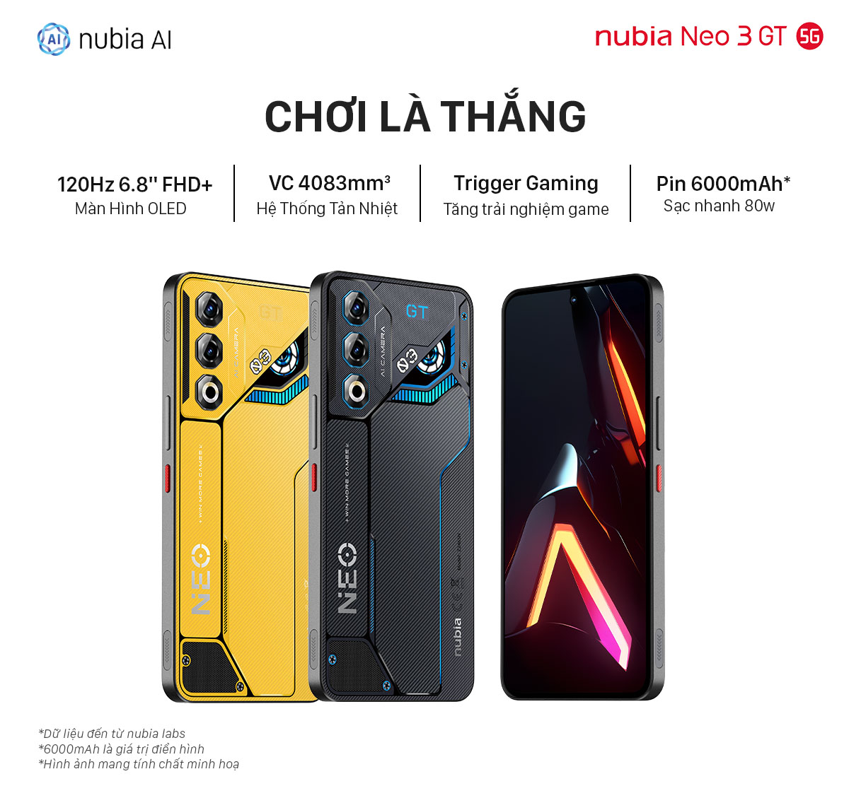 Mô tả Điện thoại Gaming Nubia Neo 3 GT 5G 24(12+12)GB I 256GB I màn hình OLED 1300 I Pin 6000mAh 80W - 2