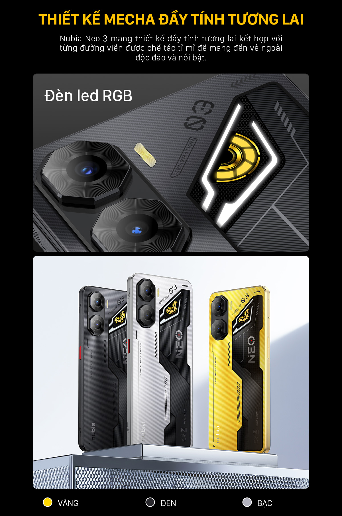 Mô tả Điện thoại Gaming Nubia Neo 3 5G 20(8+12)GB I 256GB I 6.8" 120hz I Chip T8300 I Pin 6000mAh - 2