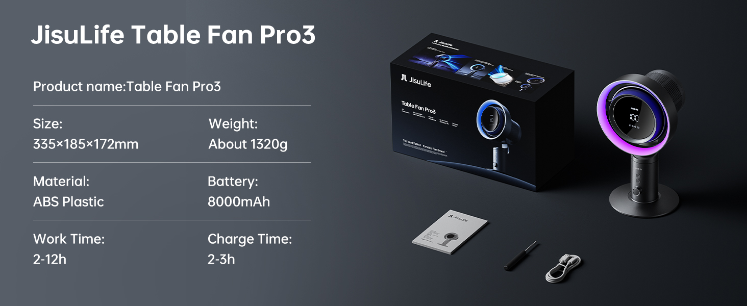 Mô tả Quạt để bàn cao cấp Jisulife Pro3 | Pin 10000mAh | Sử dụng tới 9 giờ | Màn hình LED hiển thị năng lượng gió |BH 12 tháng - 12