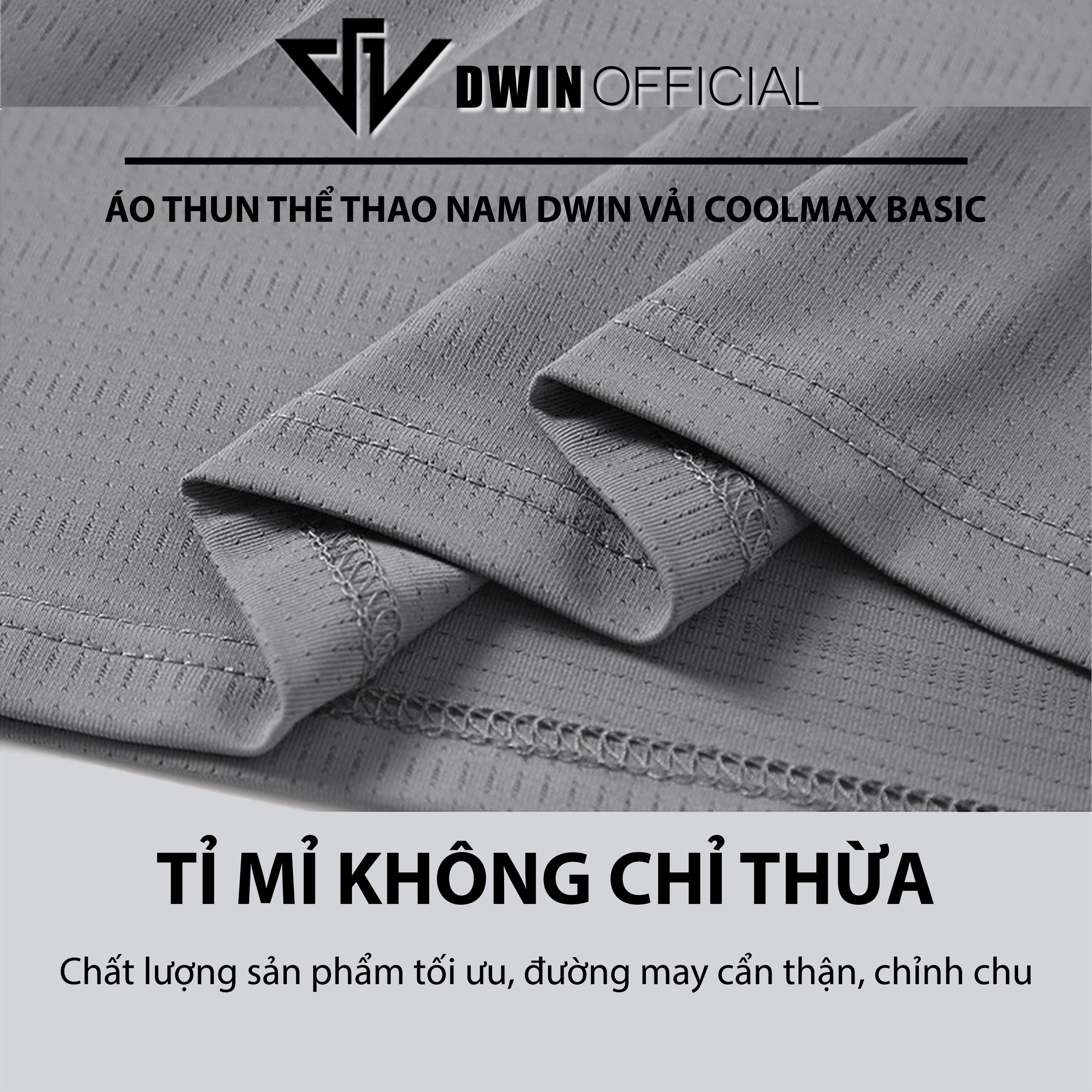 Mô tả Áo thun thể thao nam DWIN basic chất vải coolmax co dãn 4 chiều  thoáng mát thấm hút mồ hôi - 3