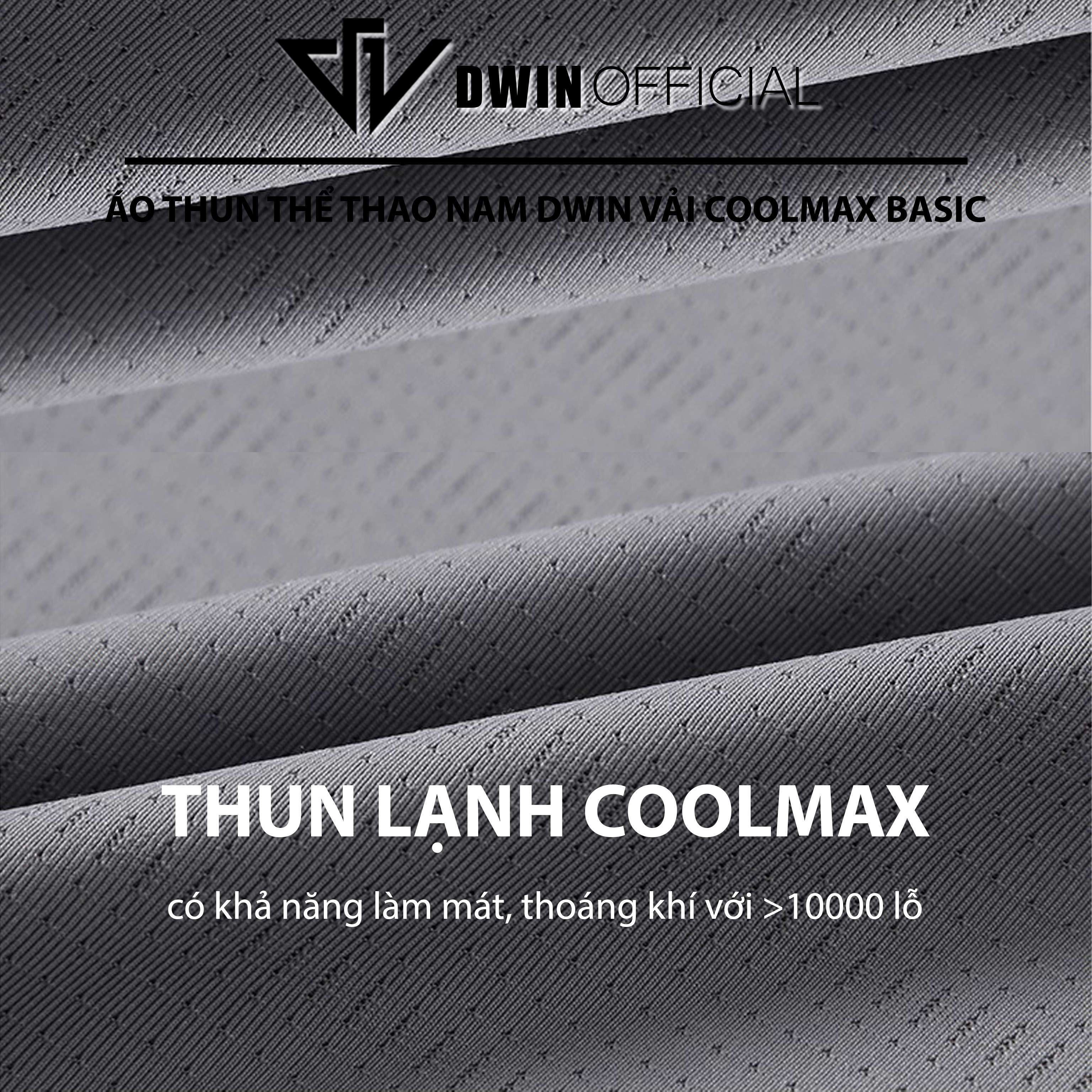 Mô tả Áo thun thể thao nam DWIN basic chất vải coolmax co dãn 4 chiều  thoáng mát thấm hút mồ hôi - 5