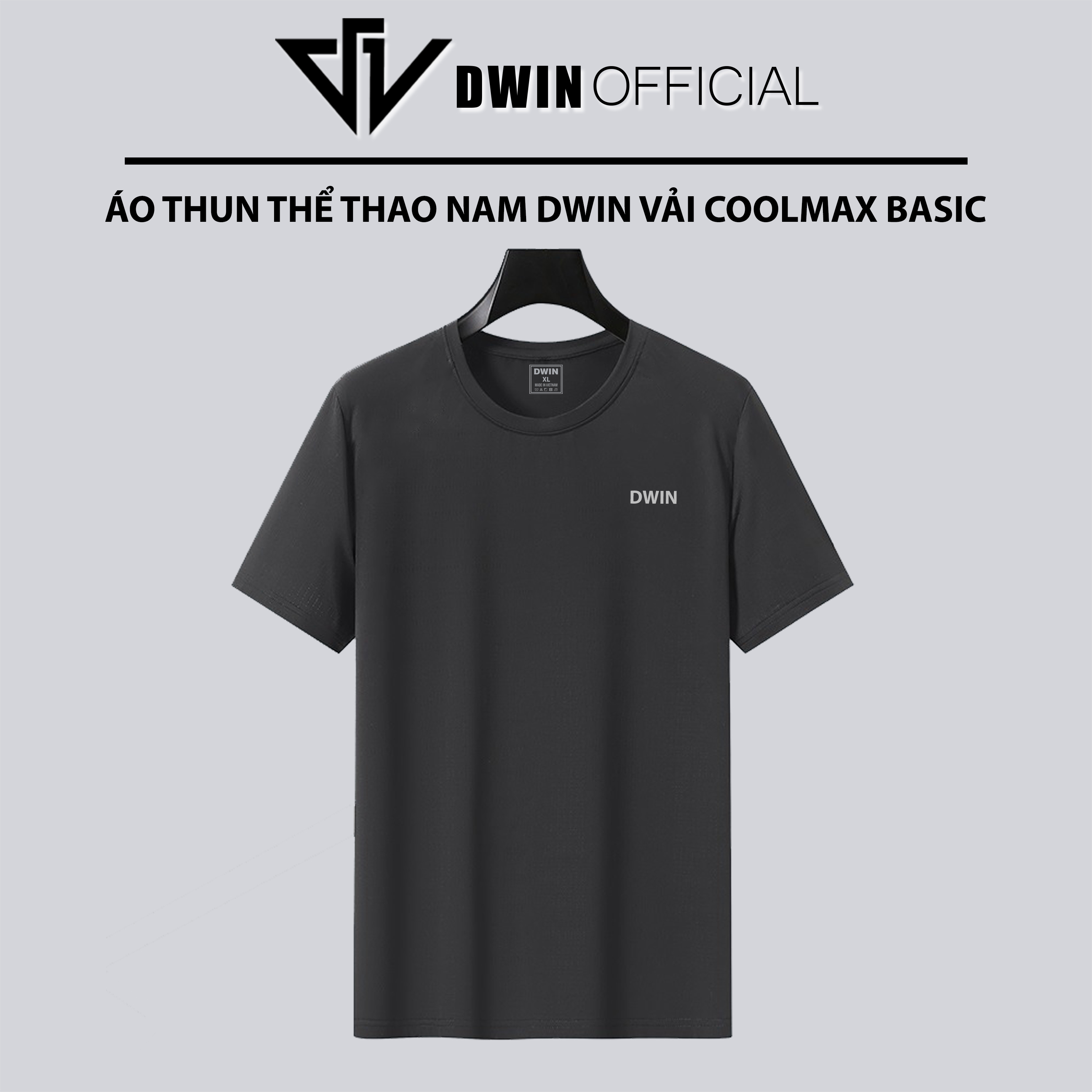 Mô tả Áo thun thể thao nam DWIN basic chất vải coolmax co dãn 4 chiều  thoáng mát thấm hút mồ hôi - 7