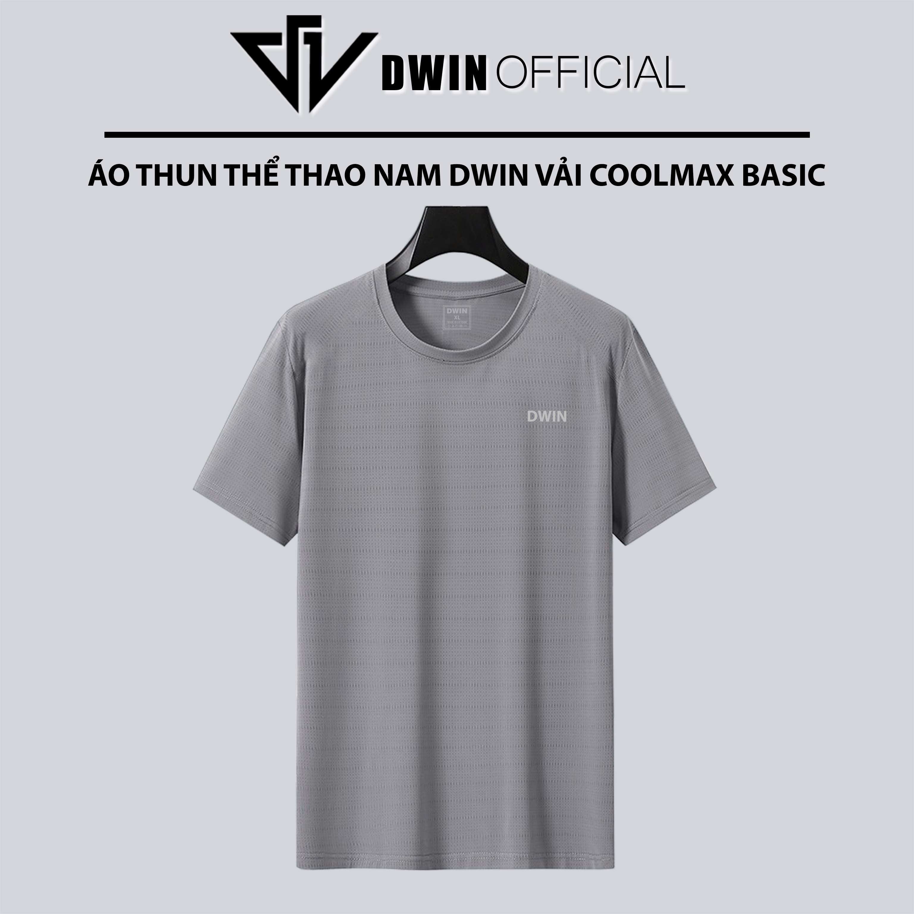 Mô tả Áo thun thể thao nam DWIN basic chất vải coolmax co dãn 4 chiều  thoáng mát thấm hút mồ hôi - 9
