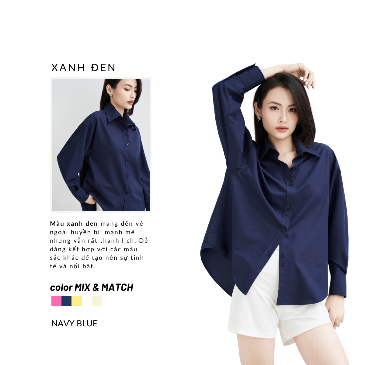 Chi tiết chất liệu vải Kate Mỹ của áo sơ mi GILLEE
