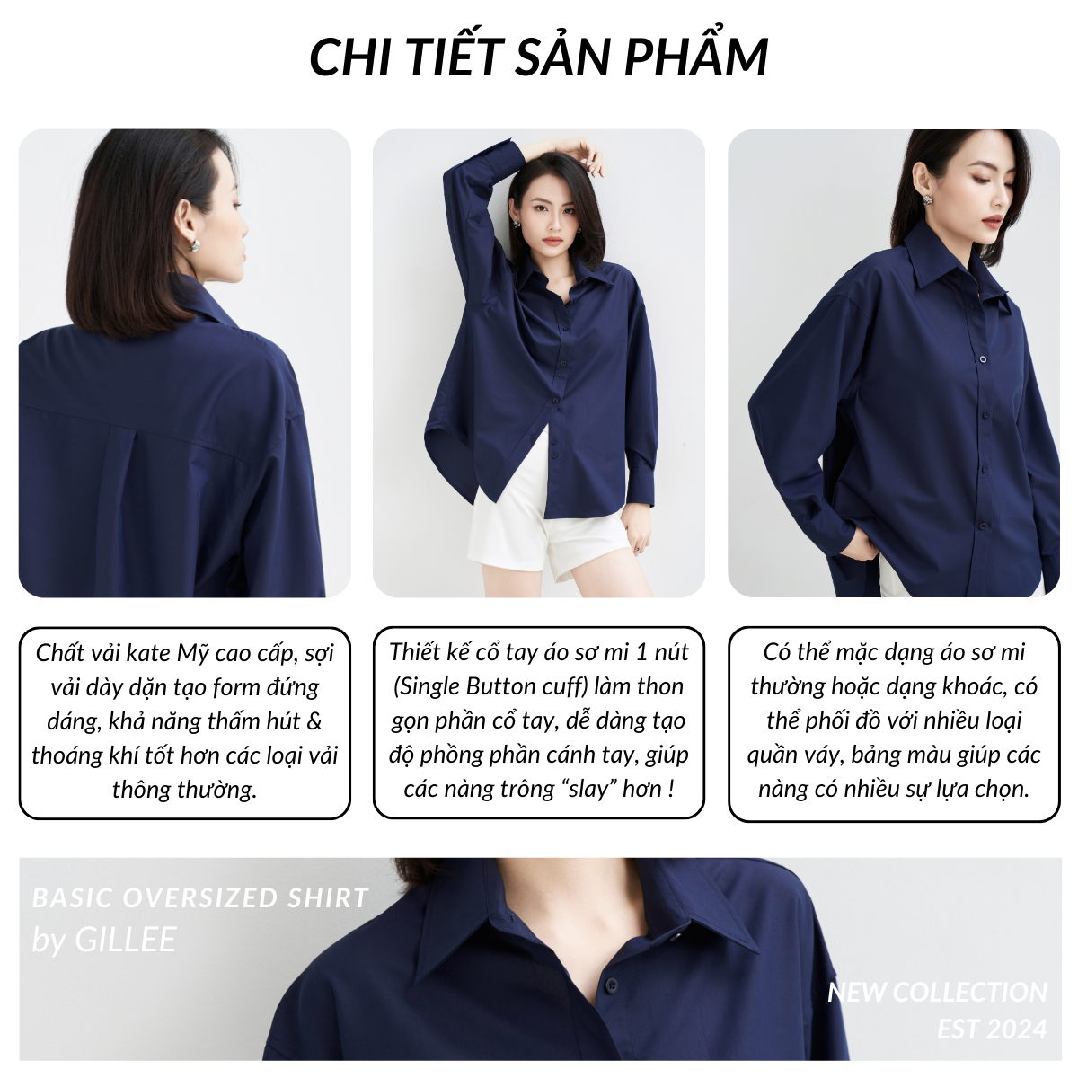 Form dáng áo sơ mi nữ GILLEE FAS291