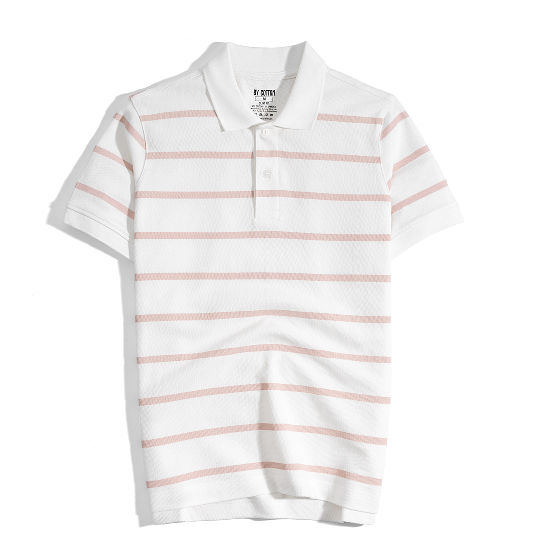 Mô tả Áo Thun Polo Nam By Cotton Cao Cấp Polo Pique 2.0 Trắng In Sọc - 2