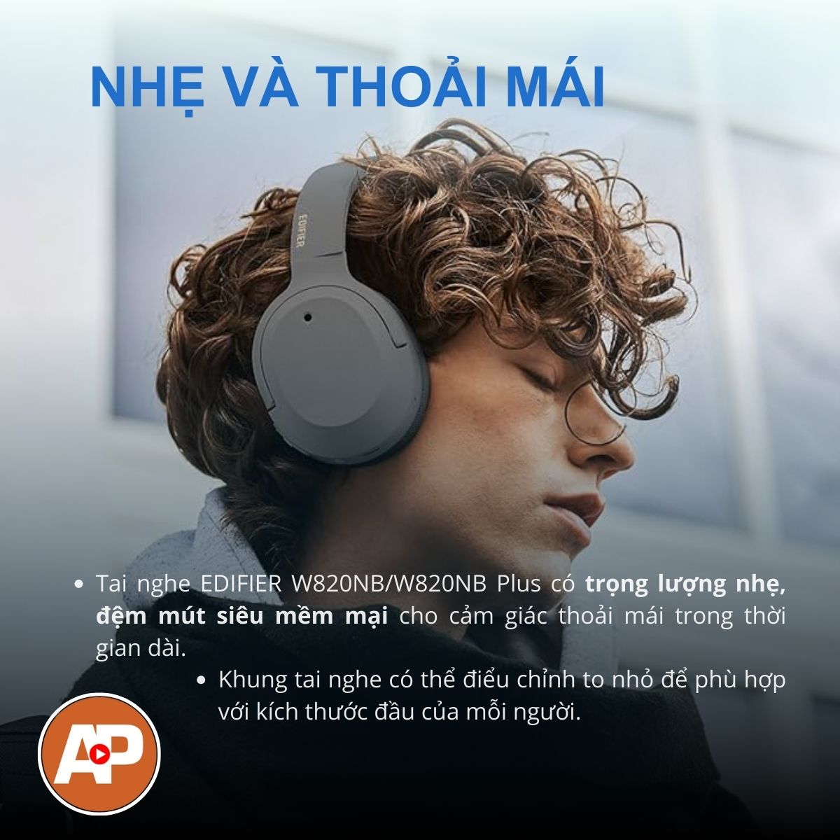 Mô tả Tai nghe bluetooth chụp tai EDIFIER W820NB Plus - BT v5.2 - Thiết kế êm ái - Mic đàm thoại rõ - 2
