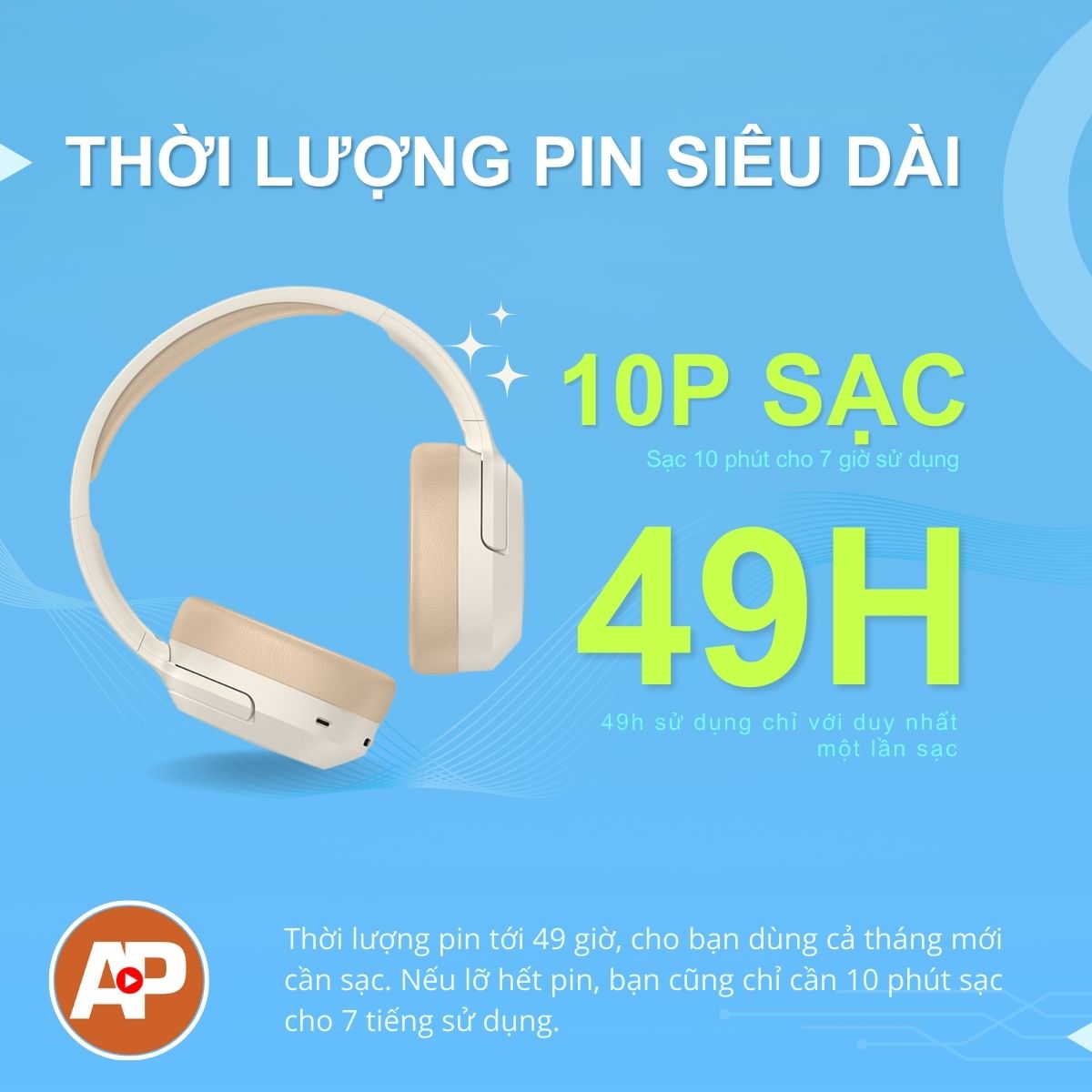Mô tả Tai nghe bluetooth chụp tai EDIFIER W820NB Plus - BT v5.2 - Thiết kế êm ái - Mic đàm thoại rõ - 5