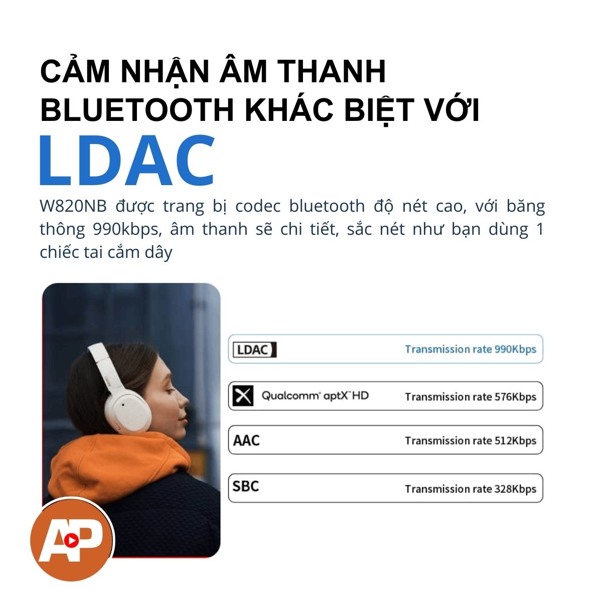 Mô tả Tai nghe bluetooth chụp tai EDIFIER W820NB Plus - BT v5.2 - Thiết kế êm ái - Mic đàm thoại rõ - 6