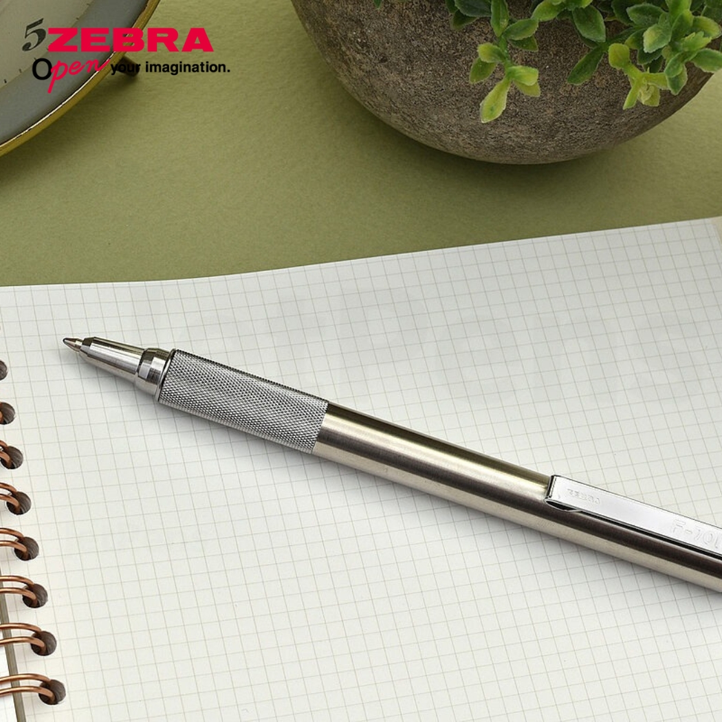 Mô tả Bút Bi F-701 0.7mm Zebra Pen Vỏ Kim Loại Bạc Mực Xanh  [Chính Hãng] - 7