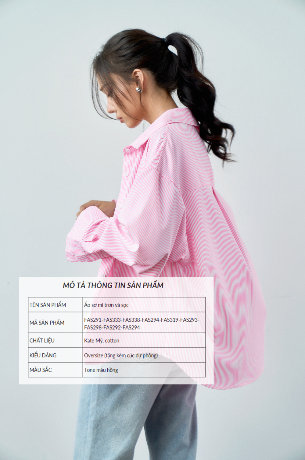 Áo sơ mi nữ GILLEE hồng oversized
