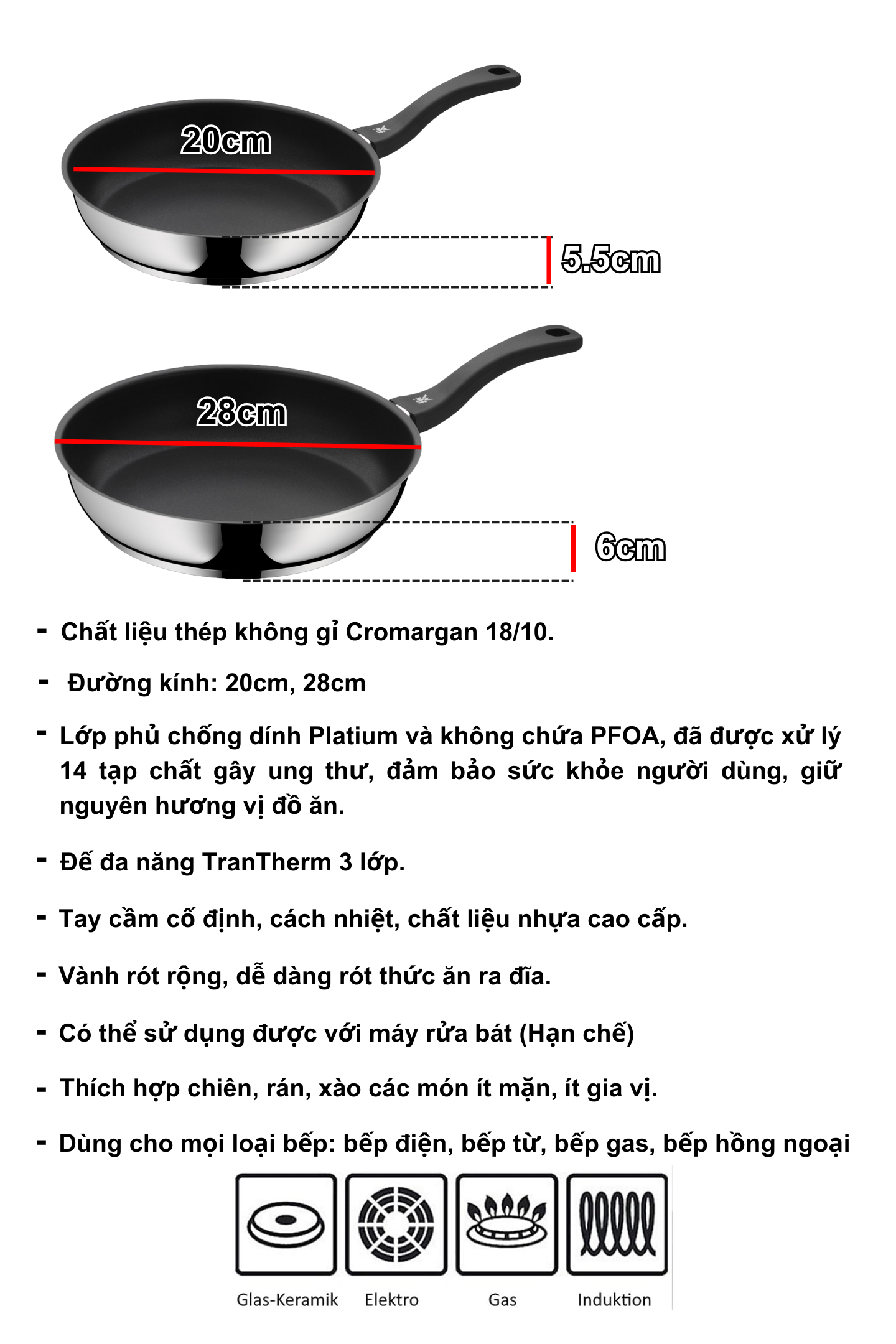 Mô tả Chảo Chống Dính Cao Cấp WMF Devil 20, 28cm, Đáy Từ 3 Lớp - 2