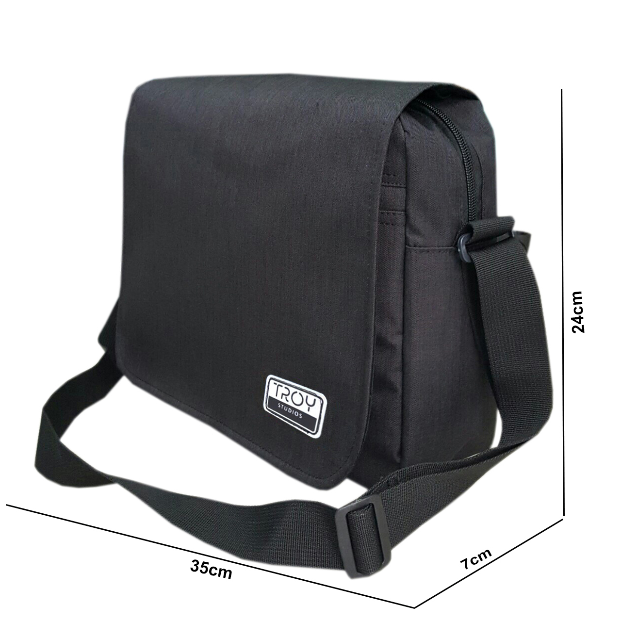 Mô tả Cặp đeo chéo nam TROY Classic 4 màu lựa chọn, size 35 x 24cm đựng vừa A4, vải bố pvc chống thấm - 2