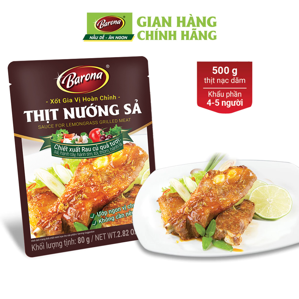 Mô tả Gia Vị Thịt Nướng Sả Barona 80g ướp ngon chuẩn vị không cần nêm nếm - 2