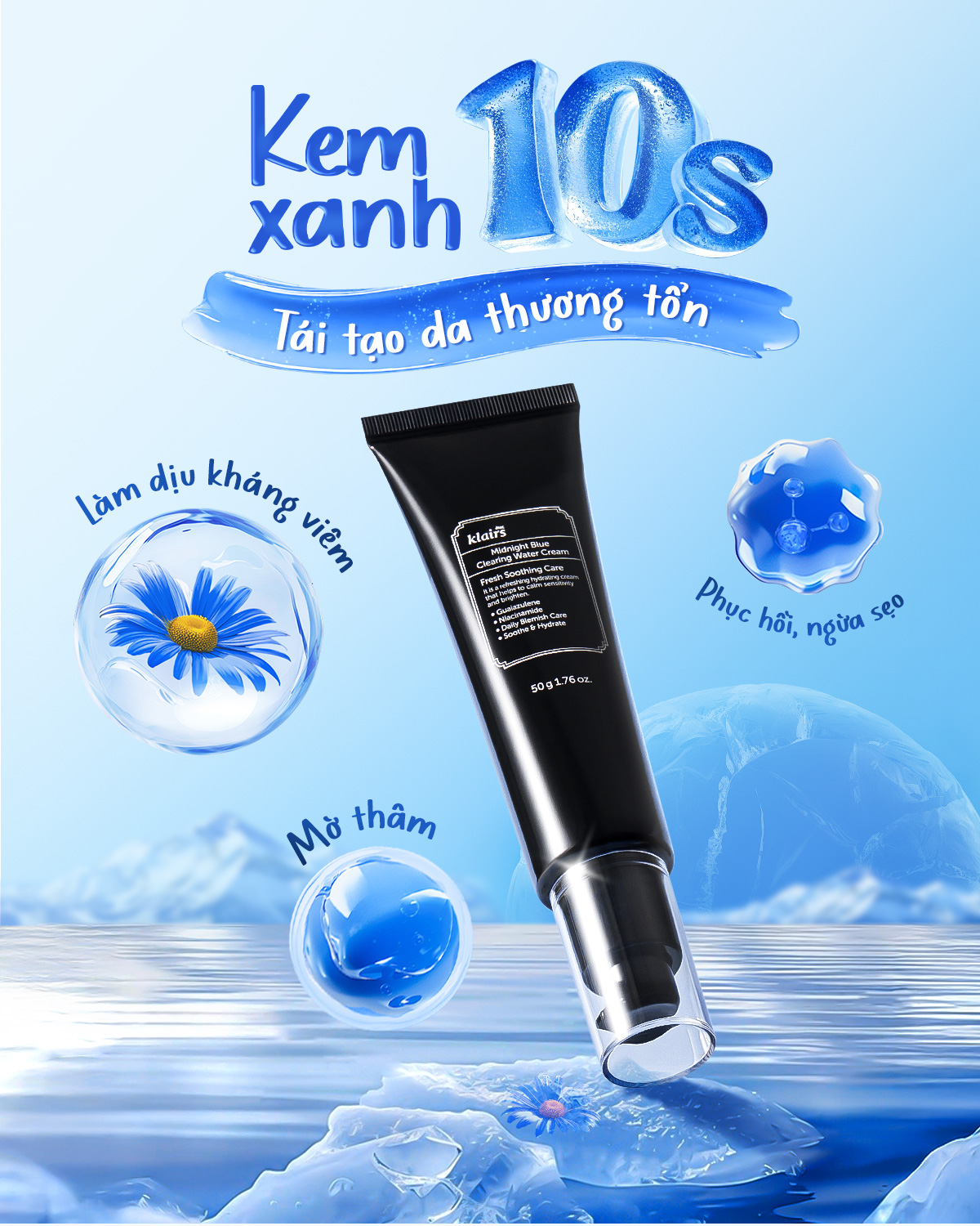 Mô tả Kem dưỡng ẩm, hỗ trợ tái tạo da Midnight Blue Clearing Water Cream 50g - 1
