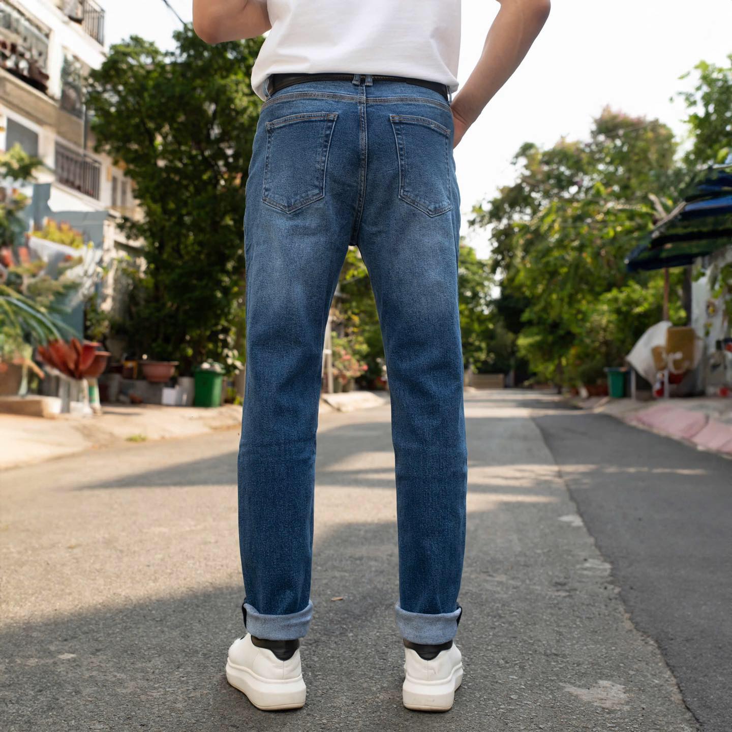 Mô tả D60 Quần Jeans Dài Justmen Form Slim Fit Gam Màu Xanh Đậm Phong Cách Quần Áo Nam - 11