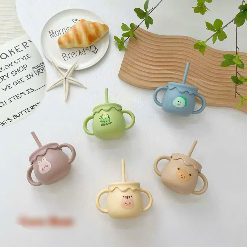 Mô tả Cốc Tập Uống, Tập Hút Silicon Thực Phẩm 3 Giai đoạn KidsWorld Tặng Kèm Nắp Cho Bé - 6