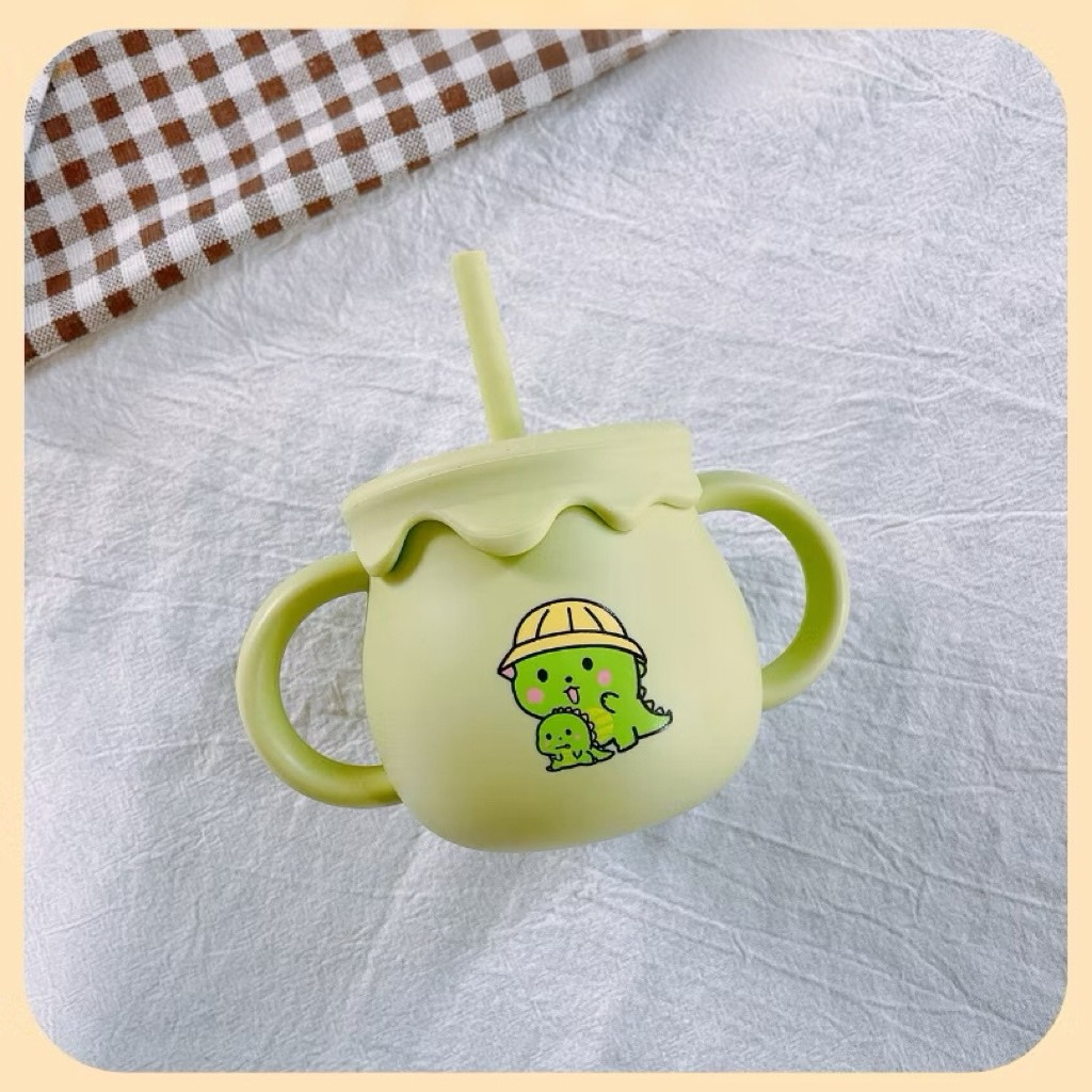 Mô tả Cốc Tập Uống, Tập Hút Silicon Thực Phẩm 3 Giai đoạn KidsWorld Tặng Kèm Nắp Cho Bé - 10