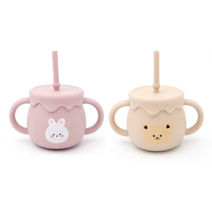 Mô tả Cốc Tập Uống, Tập Hút Silicon Thực Phẩm 3 Giai đoạn KidsWorld Tặng Kèm Nắp Cho Bé - 12