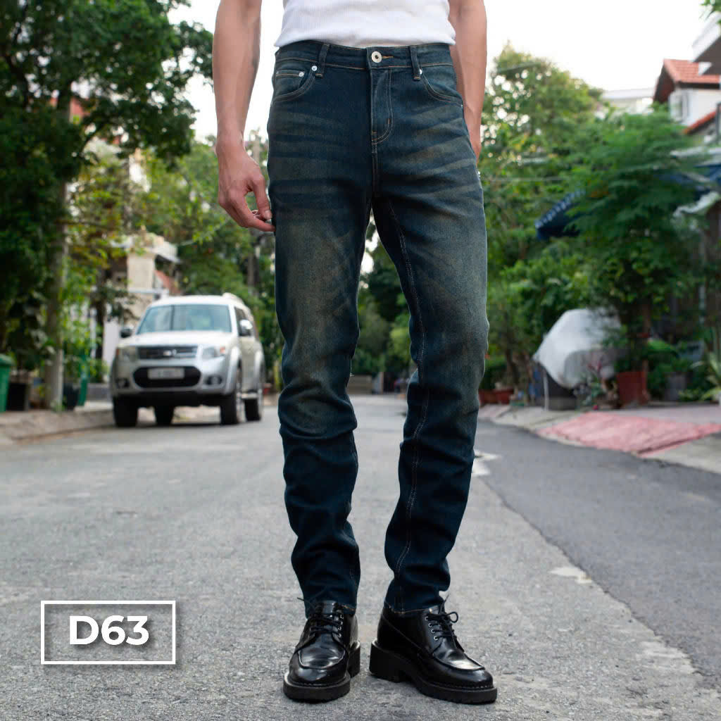 Mô tả D63 Quần Dài Jeans Nam Xanh Đậm Form Skinny Justmen Menswear - 3