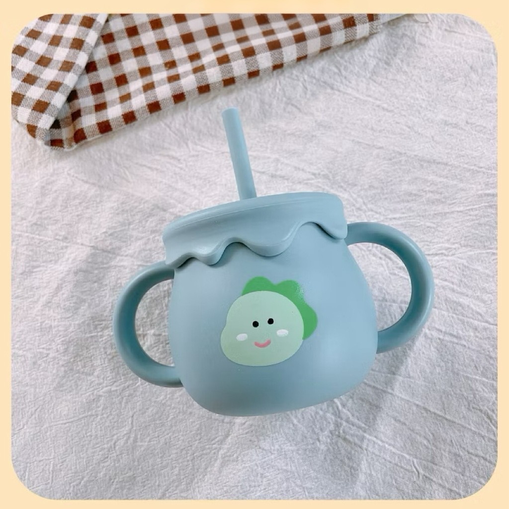 Mô tả Cốc tập uống nước silicon KidAndMom có chức năng đẩy nắp đậy tiện lợi,Cốc tập hút cho bé - 6