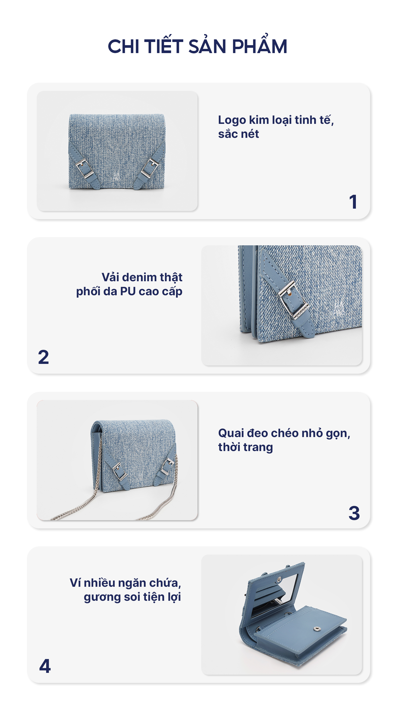 Mô tả Ví Nữ Đeo Chéo Jean Fancy HAPAS - 1