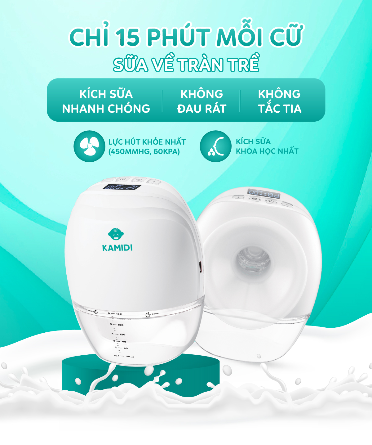 Mô tả Máy Hút Sữa Rảnh Tay Kamidi Queen 1 Máy Hút sữa Không Dây Hút Được Mọi Tư Thế Hút Mạnh Hút Kiệt Cho Mẹ - 4