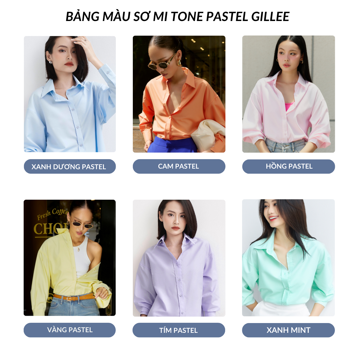 Áo sơ mi nữ pastel GILLEE FAS293 - Chi tiết