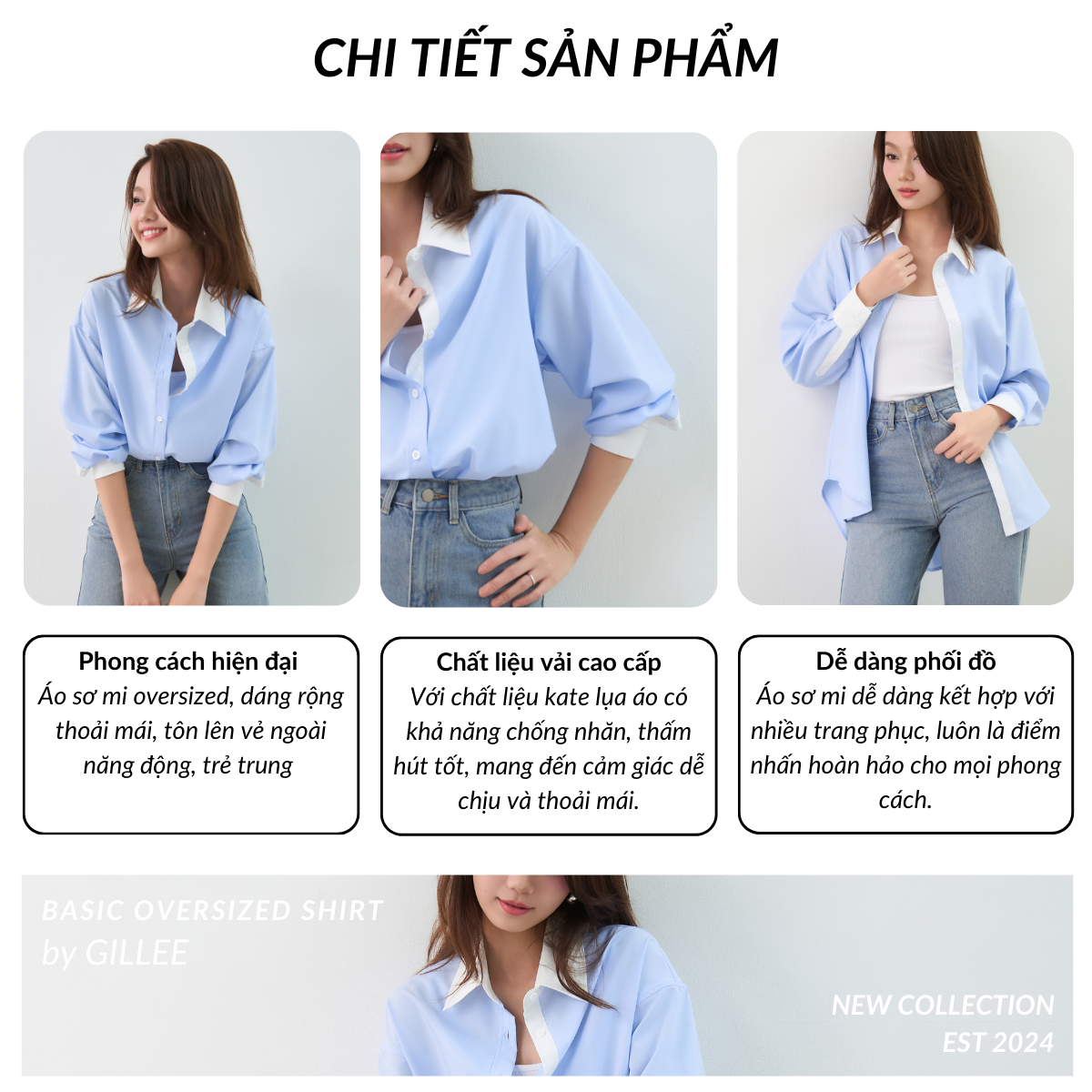 Áo sơ mi nữ Gillee dáng oversized màu vàng