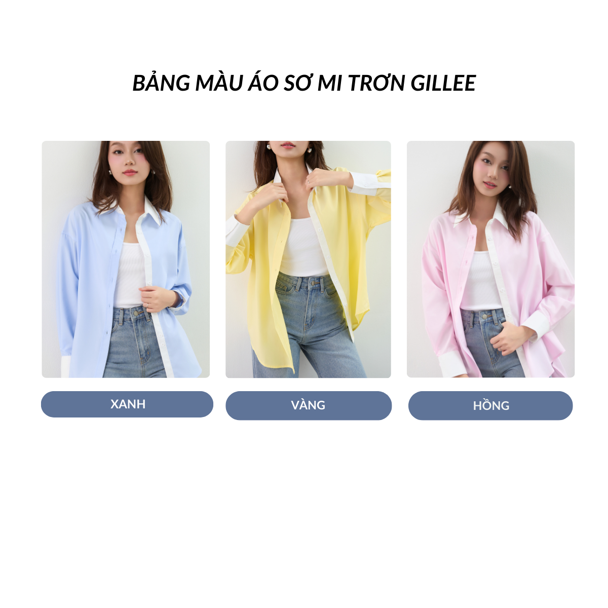 Áo sơ mi nữ Gillee dáng oversized màu hồng