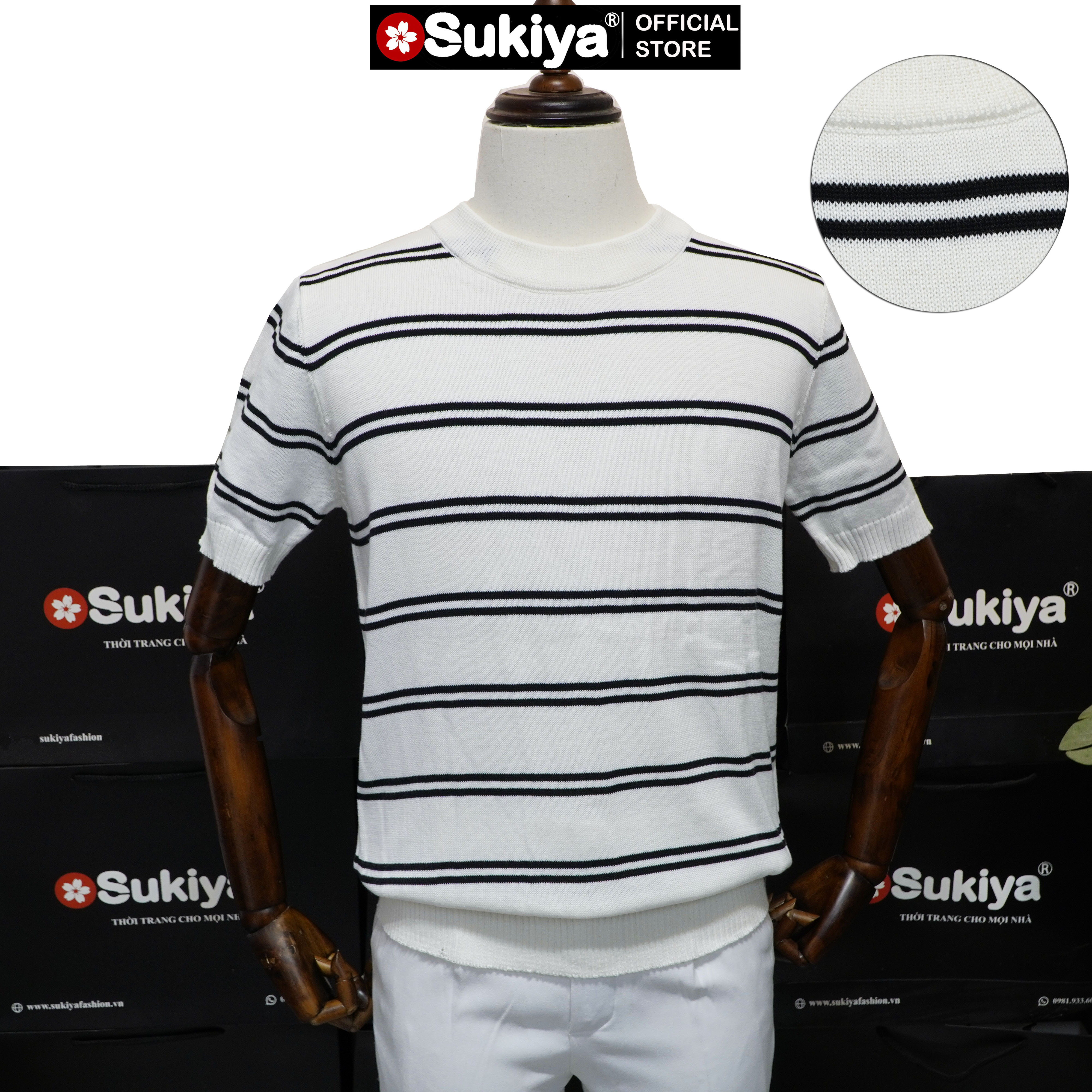 Mô tả Áo Len Dệt Kim Nam SUKIYA Premium Kẻ đôi Len Mát Cotton Thấm Mồ Hôi mùa Hè AL111 - 4