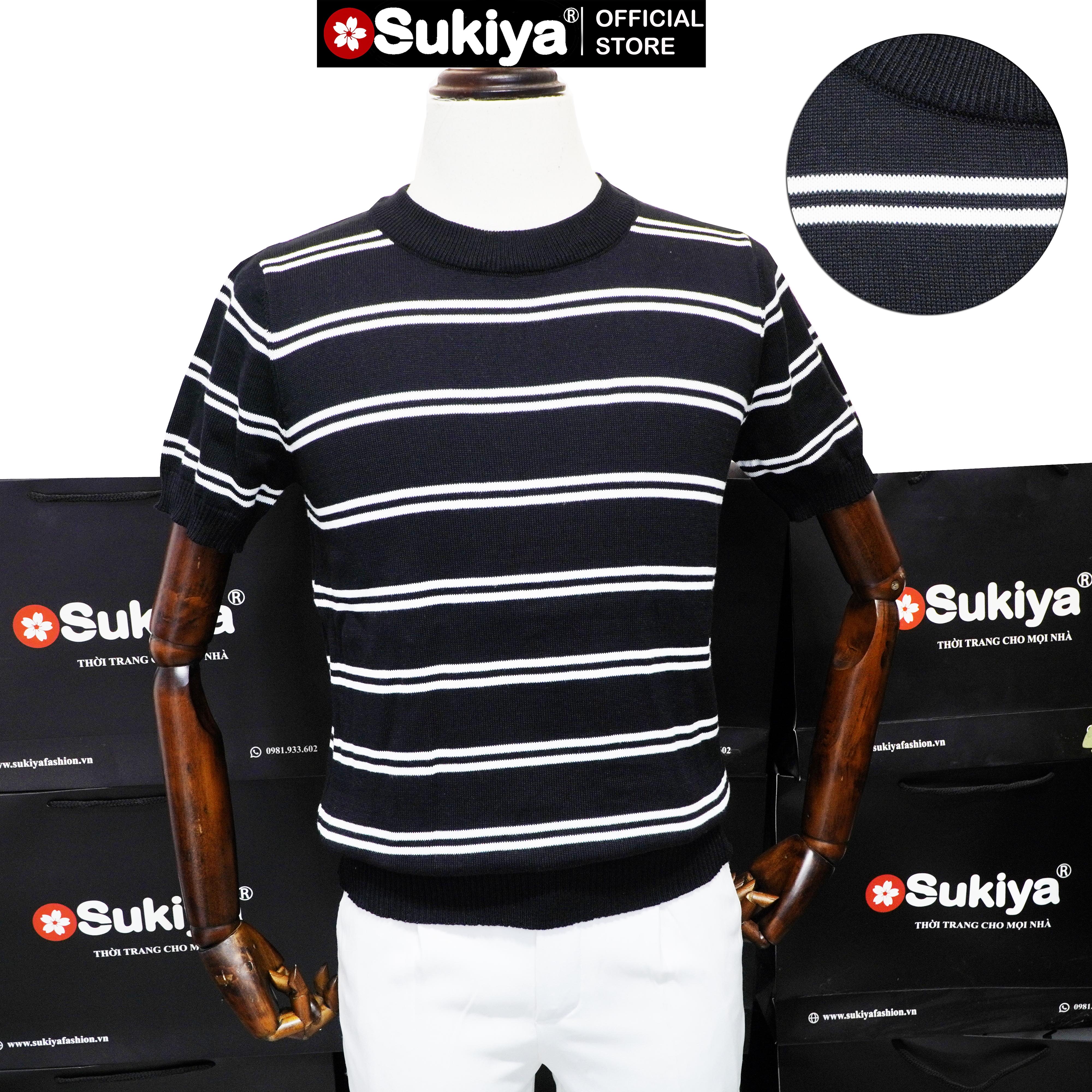 Mô tả Áo Len Dệt Kim Nam SUKIYA Premium Kẻ đôi Len Mát Cotton Thấm Mồ Hôi mùa Hè AL111 - 5