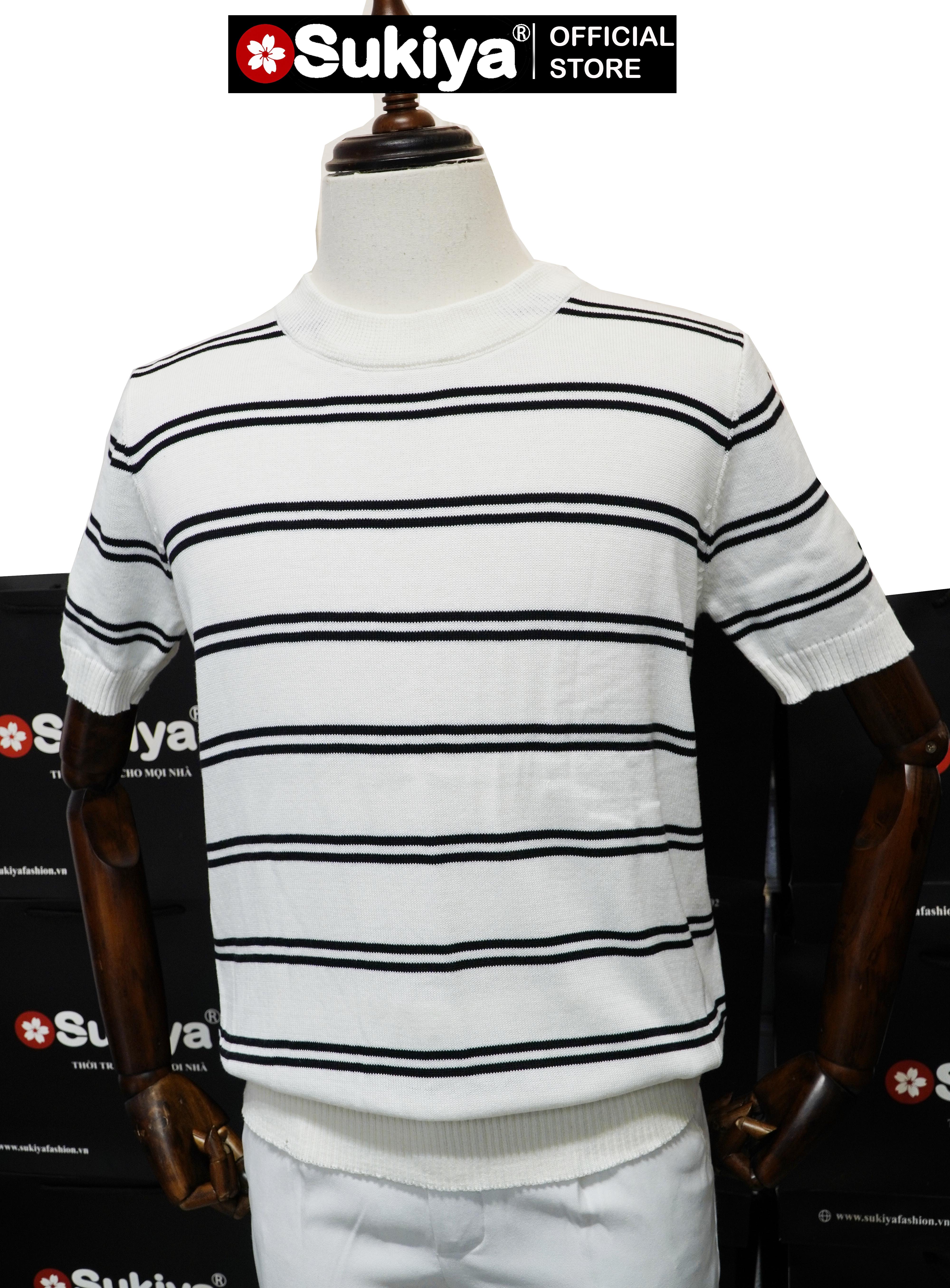 Mô tả Áo Len Dệt Kim Nam SUKIYA Premium Kẻ đôi Len Mát Cotton Thấm Mồ Hôi mùa Hè AL111 - 7