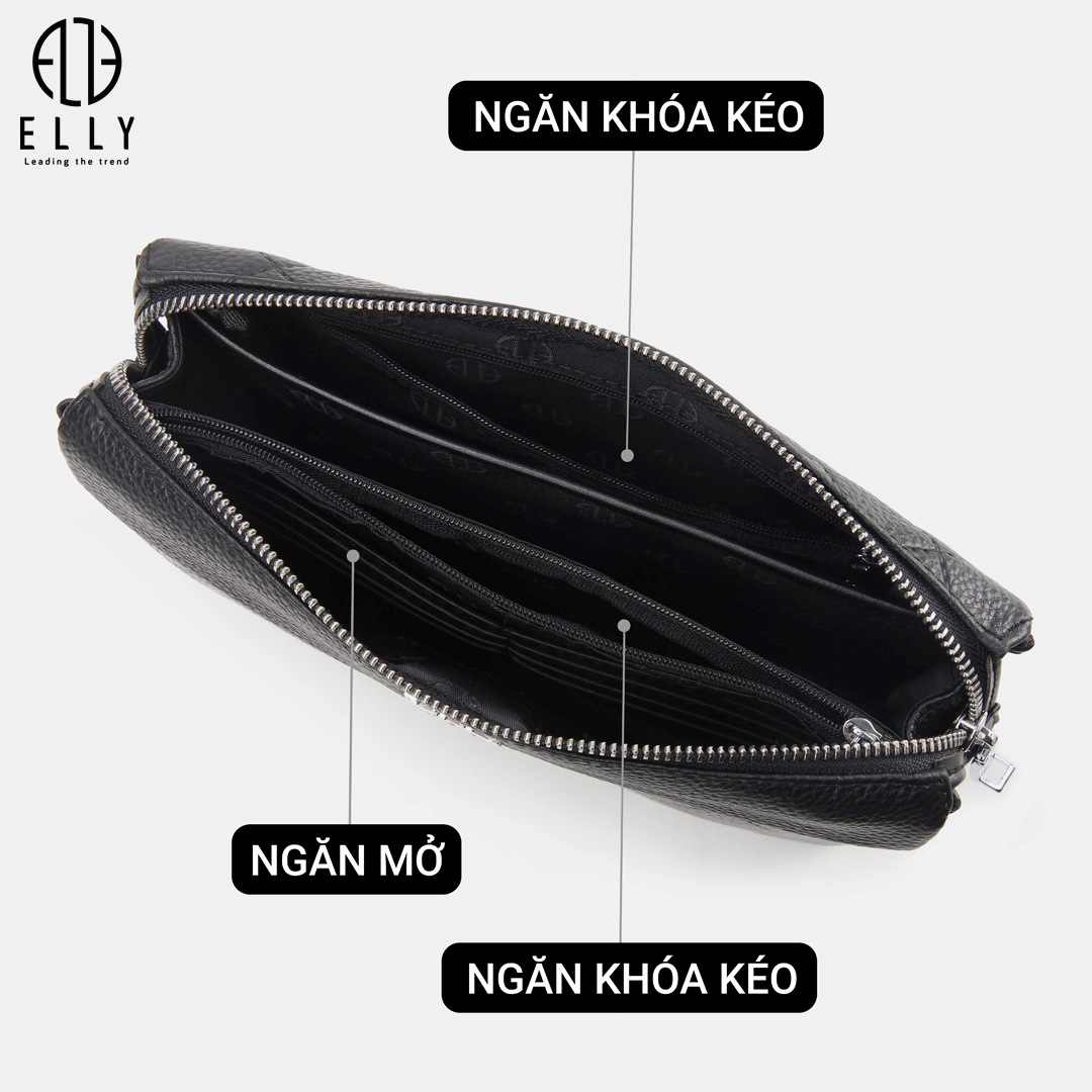 Chi tiết da thật trên túi clutch nam ELLY HOMME ECM11