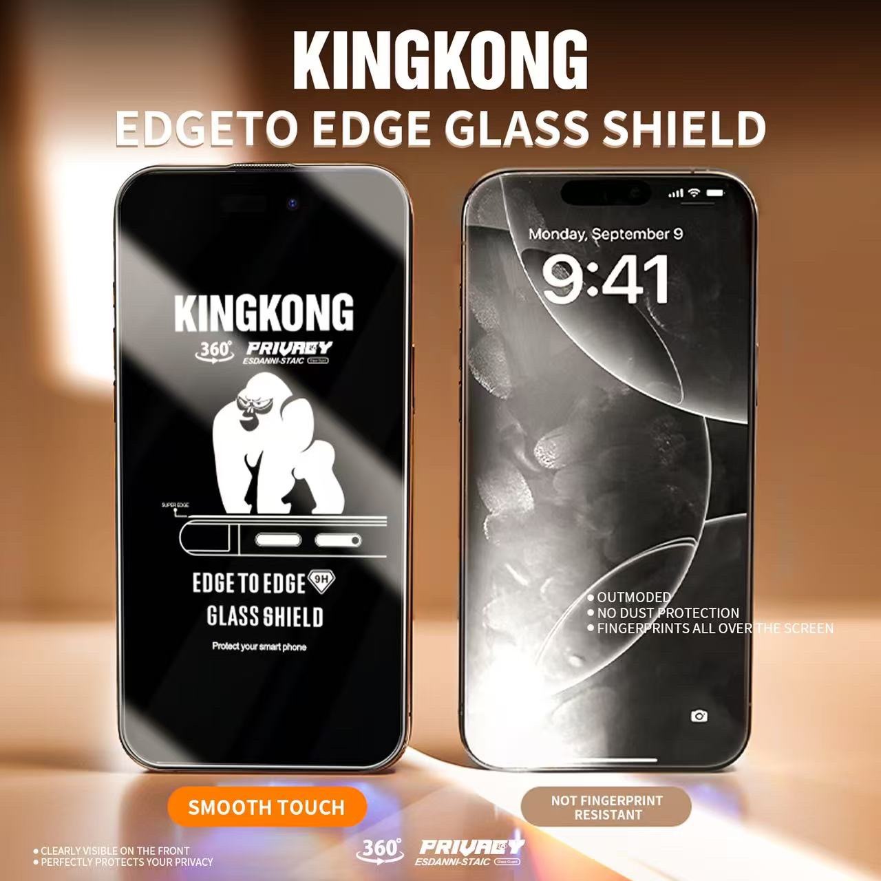 Mô tả Kính cường lực chống nhìn trộm 360 độ KINGKONG K12, chịu lực tốt, chống xước hiệu quả cho 11 12 13 14 15 16 Pro Plus PRM - 2