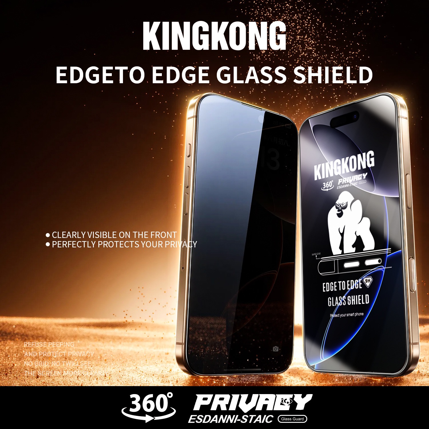 Mô tả Kính cường lực chống nhìn trộm 360 độ KINGKONG K12, chịu lực tốt, chống xước hiệu quả cho 11 12 13 14 15 16 Pro Plus PRM - 4