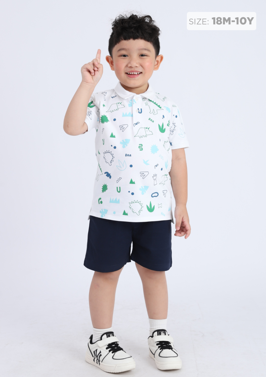 Mô tả Áo polo bé trai, áo polo ngắn tay in họa tiết vũ trụ cho bé trai từ 1 tuổi - 10 tuổi Baa Baby - PL01N - 1