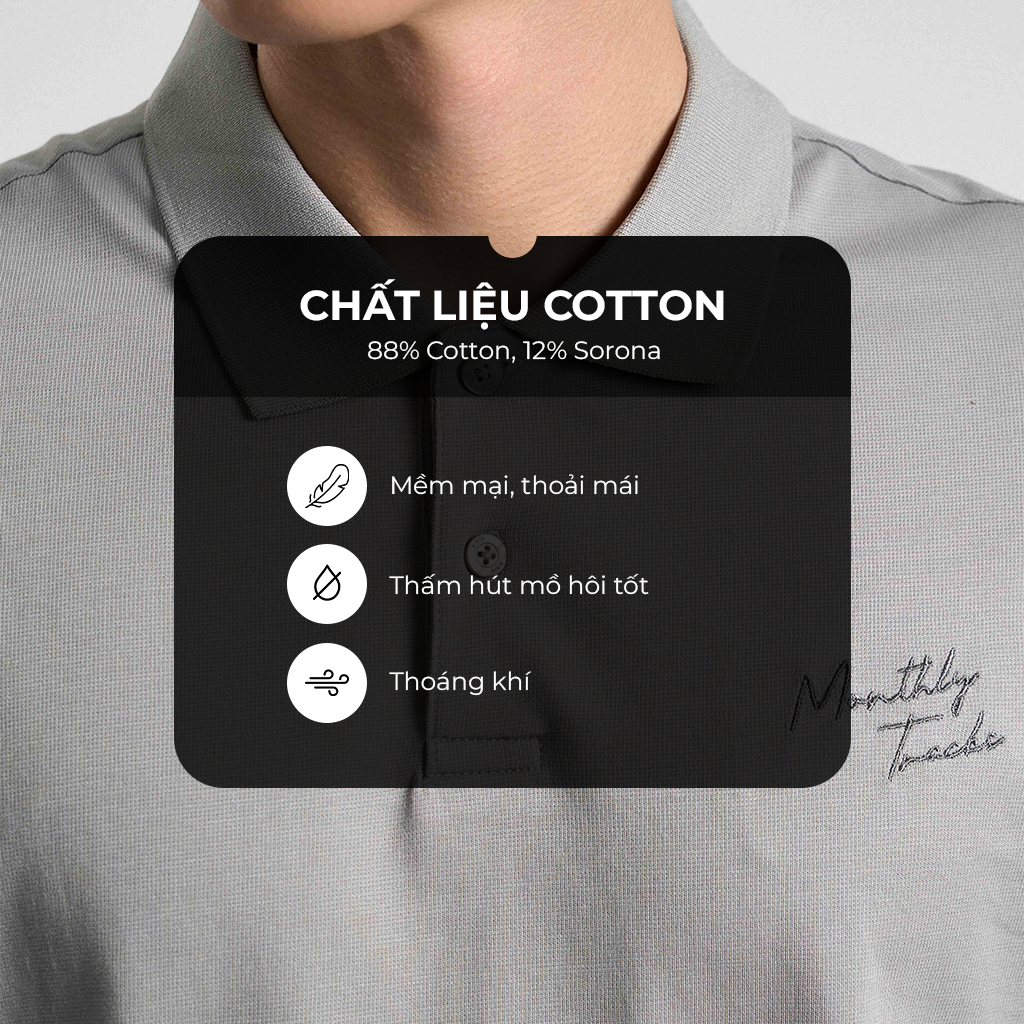 Mô tả Áo Polo Nam Krik Form Regular Thiết Kế Cảm Hứng Monthly Tracks Thêu Nhẹ Tinh Tế PL2226 - 2