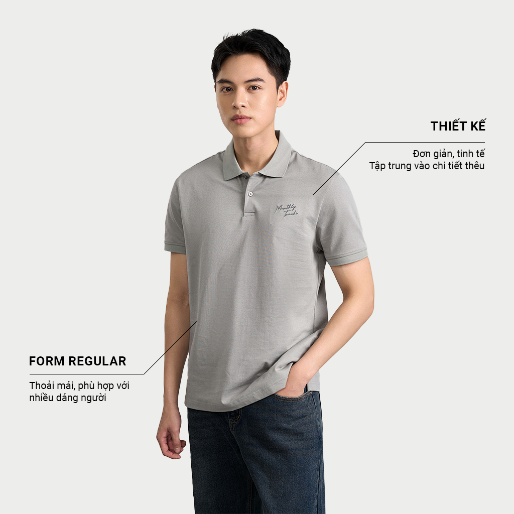 Mô tả Áo Polo Nam Krik Form Regular Thiết Kế Cảm Hứng Monthly Tracks Thêu Nhẹ Tinh Tế PL2226 - 1