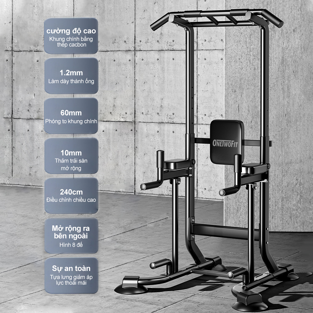 Mô tả OneTwoFit Giàn Tập Thể Hình Đa Năng, giàn xà đơn xà kép có thể điều chỉnh chiều cao - 8