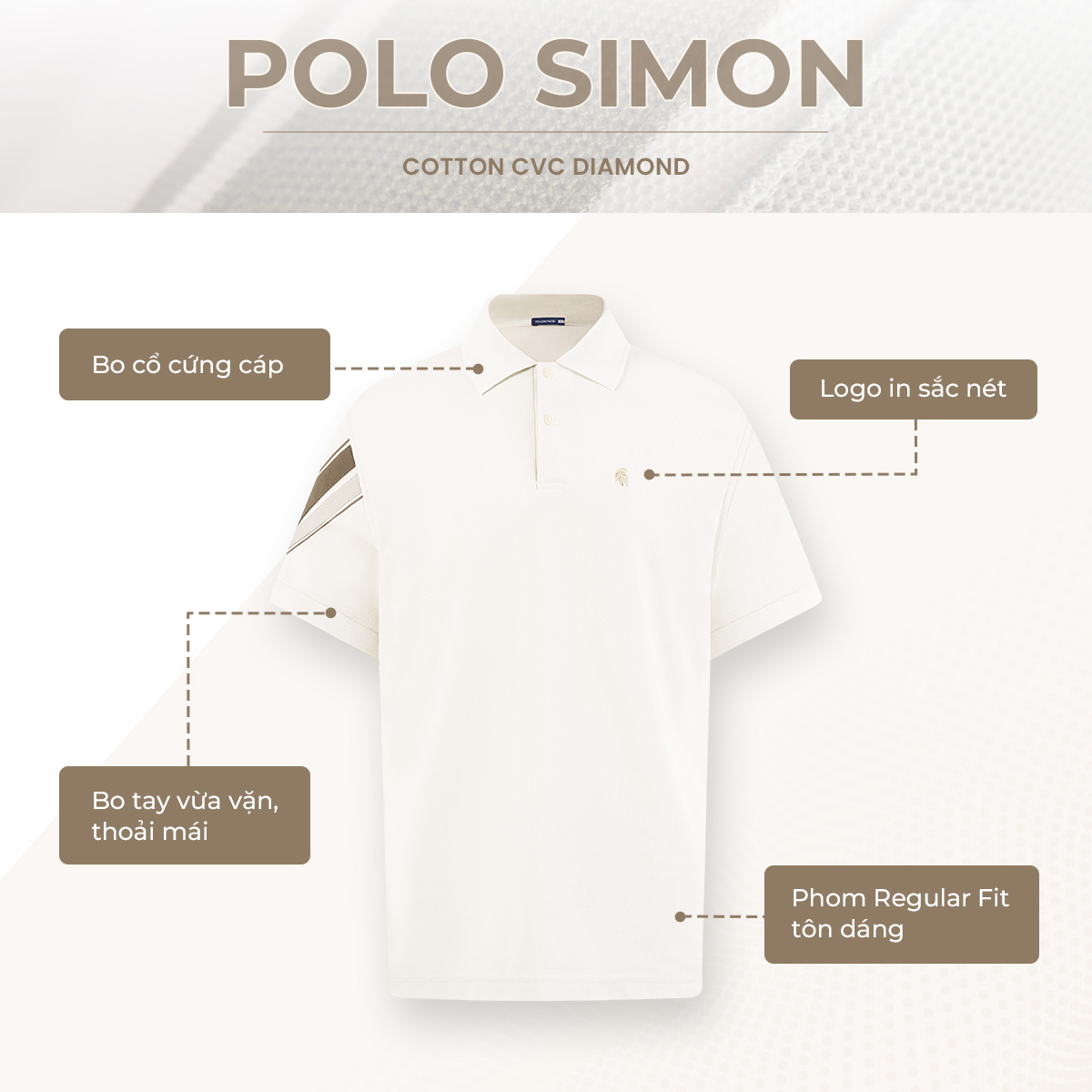 Mô tả Áo polo nam cao cấp SIMON, chất liệu mới CVC Diamond, thanh lịch sang trọng - POLOMANOR - 1