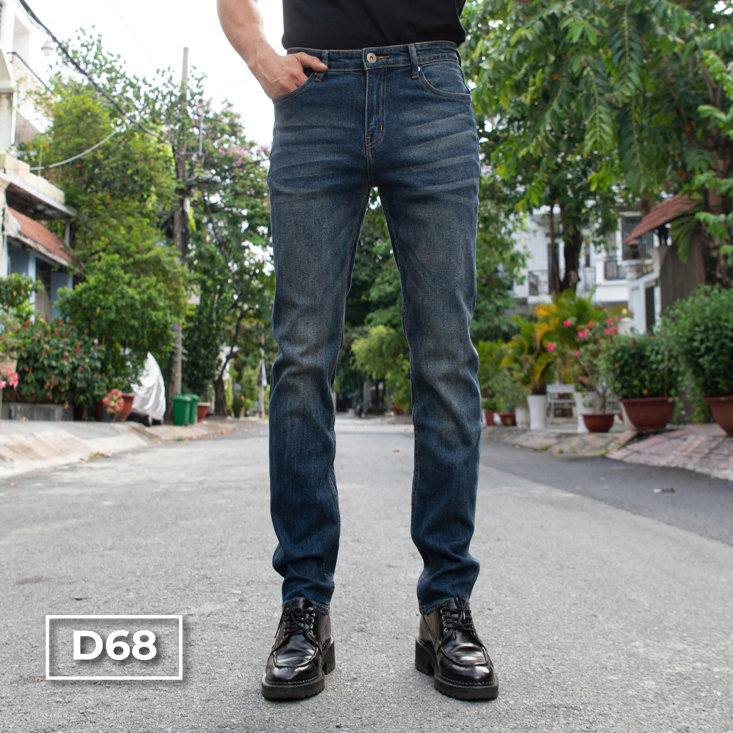 Mô tả D68 Quần Jeans Dài Wash Bạc Phong Cách Justmen Nam Menswear - 9