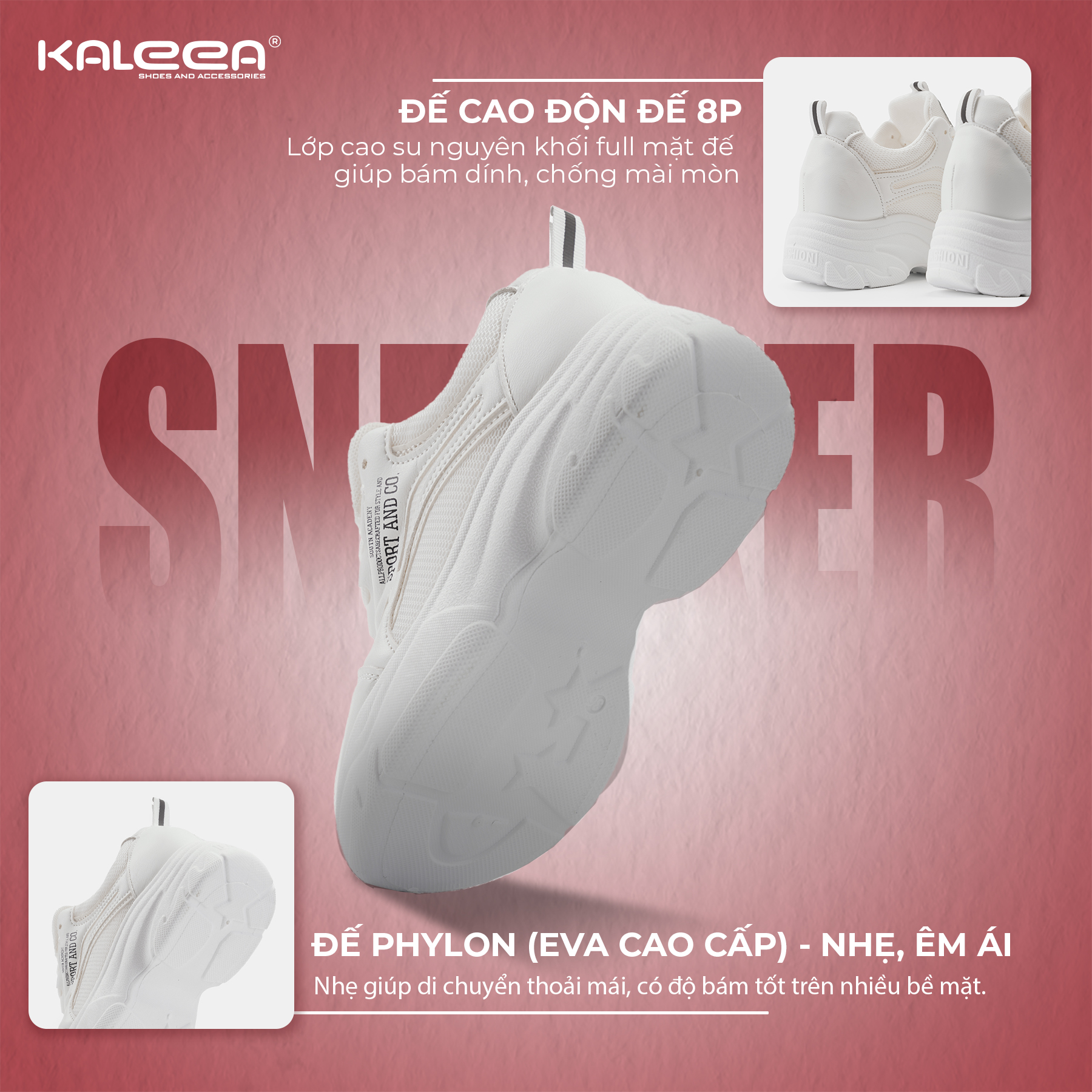 Mô tả Kaleea - Giày Thể Thao Nữ Độn Đế Cao 6p Sneaker Tôn Dáng Đi Nhẹ, Êm, Mềm - T60 [LẤY TĂNG SIZE] - 2